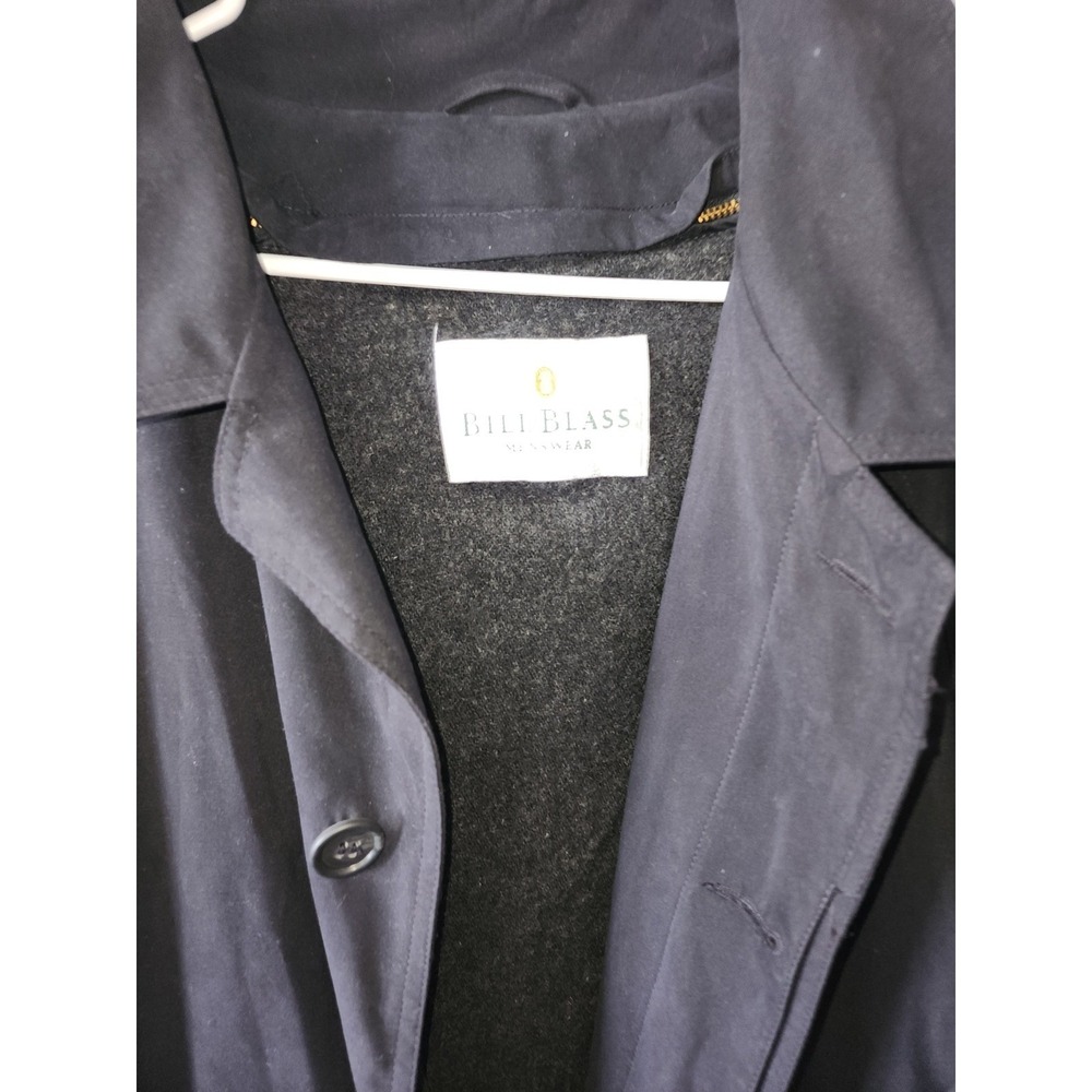 Bill Blass Coat Size XL Wool Lining Menswear Black Trench Coat Zip Out - Picture 5 of 6